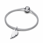 Engravable angel wing sterling silver pendant