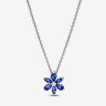 Herbarium cluster sterling silver collier with princess blue crystal and clear cubic zirconia