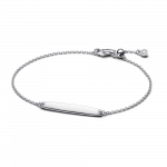 Engravable sterling silver bar bracelet with clear cubic zirconia