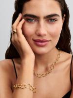 Organically shaped link14k gold-plated bracelet