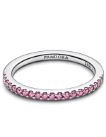Sterling silver ring with fancy pink cubic zirconia