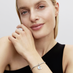 Moon sterling silver double dangle with moonstone iridescent glass