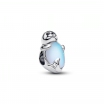 Seal sterling silver charm with black crystal, black enamel and moonstone iridescent glass