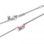 Bow sterling silver collier with fancy pink and clear cubic zirconia