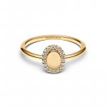 Engravable 14k gold-plated ring with clear cubic zirconia