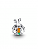 Disney Stitch sterling silver charm with orange imitation quartz, black and green enamel