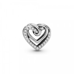 Heart sterling silver charm with clear cubic zirconia