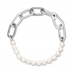 Браслет из стерлингового серебра с культивированным пресноводным жемчугом белого цвета