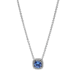 Sterling silver collier with cornflower blue crystal and clear cubic zirconia