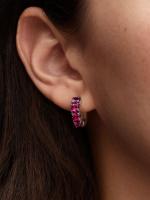 Sterling silver hoop earrings with phlox pink crystal