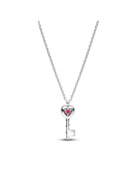 Heart key sterling silver collier with cherries jubilee red crystal and clear cubic zirconia
