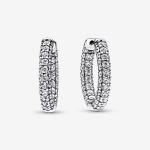 Sterling silver hoop earrings with clear cubic zirconia