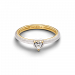 Heart 14k gold-plated ring with clear cubic zirconia and shimmering white enamel