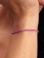 Sterling silver tennis bracelet with dark phlox pink crystal