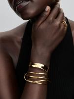 Organically wired 14k gold-plated open bangle