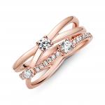 Кольцо PANDORA Rose с цветком розы и прозрачным кубическим цирконием