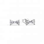 Bow sterling silver stud earrings with clear cubic zirconia