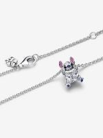 Disney Stitch pendant necklace with clear cubic zirconia, purple, blue and black enamel