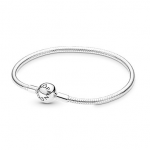 Snake chain silver bracelet with round clasp