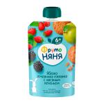 Пюре ФрутоНяня из яблок земляники ежевики с овсяным печеньем 6м+ 90 гр