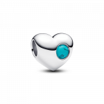 Engravable heart sterling silver charm with imitation turquoise