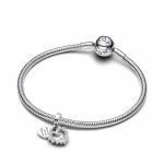 Heart sterling silver double dangle with clear cubic zirconia and transparent resin