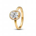 14k Gold-plated ring with clear cubic zirconia