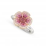 CRYSALIS ring in 925 sterling silver BI-TONE fin, (LARGE) and cz (010_Flower)