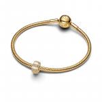 14k gold-plated clip with clear cubic zirconia, shimmering white enamel and silicone grip
