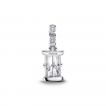 Hourglass sterling silver dangle with clear cubic zirconia and glass