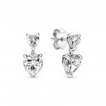 Серьги-гвоздики Heart из стерлингового серебра пробы с прозрачными фианитами