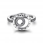Серебряное кольцо PANDORA с логотипом и прозрачным кубическим цирконием