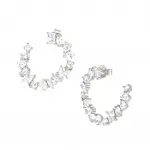 COLOR WAVE earrings in 925 sterling silver and cubic zirconia (WHITE Silver finish)