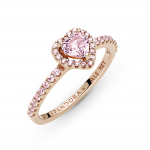 Heart 14k rose gold-plated ring with orchid pink crystal and fancy fairy tale pink cubic zirconia