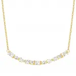 COLOR WAVE necklace in 925 sterling silver and cubic zirconia (WHITE Fin. Yellow gold)