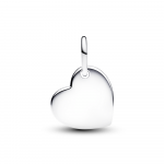 Engravable heart sterling silver dangle with white bioresin man-made mother of pearl