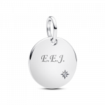 Engravable round sterling silver pendant with 0.012 ct TW G-I VS+ round brilliant very good cut lab-grown diamonds