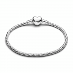 Faceted snake chain sterling silver bracelet with engravable heart clasp