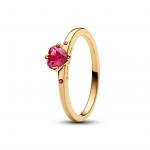 Heart 14k gold-plated ring with cherries jubilee red crystal