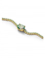 Butterfly 14k gold-plated slider tennis bracelet with pastel green crystal and clear cubic zirconia
