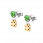 PRINCIPESSINA earrings in steel with BI-TONE fin, and cubic zirconia (006_four-leaf clover)