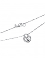 Heart padlock sterling silver pendant necklace with clear cubic zirconia