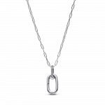 Sterling silver openable link pendant necklace with clear cubic zirconia