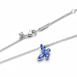 Butterfly sterling silver collier with cornflower blue crystal and clear cubic zirconia