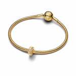 14k gold-plated clip with clear cubic zirconia and silicone grip