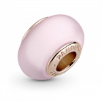 14k Rose gold-plated charm with frosted pink Murano glass