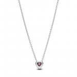 Heart sterling silver collier with fancy pink and clear cubic zirconia