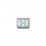 Composable Classic ALPHABETH stainless steel  Cub  zirc and 925 sterling silver (08_H)