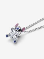 Disney Stitch pendant necklace with clear cubic zirconia, purple, blue and black enamel