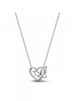 Heart and butterfly sterling silver collier with clear cubic zirconia
